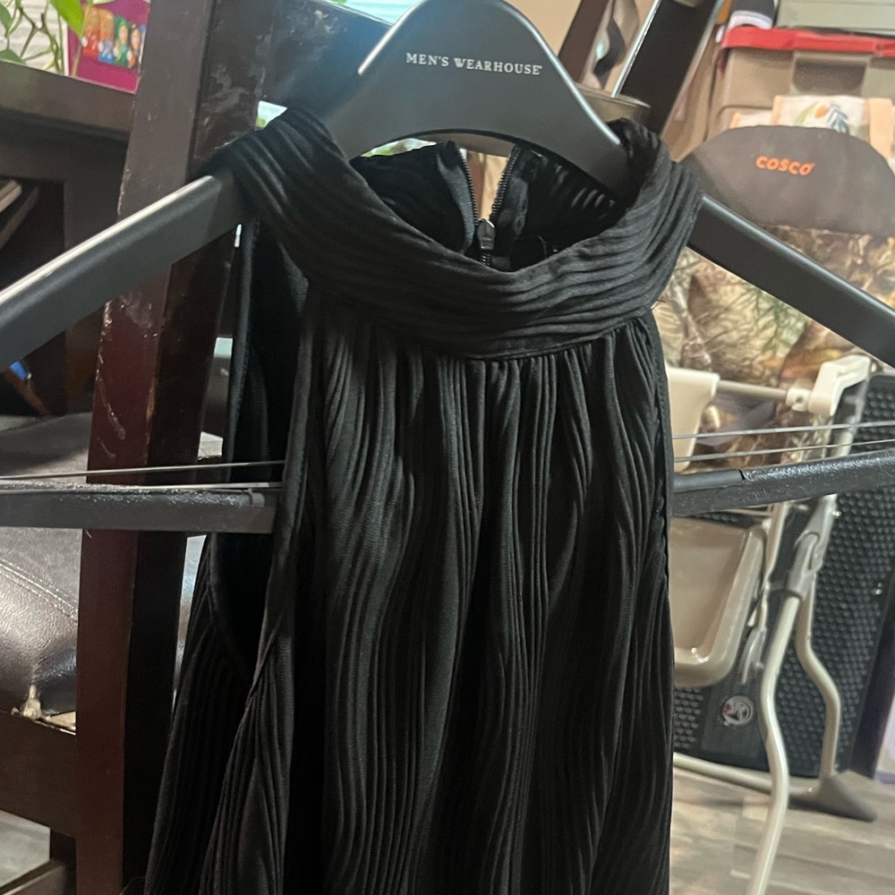 Black Pleated Halter Neck Top